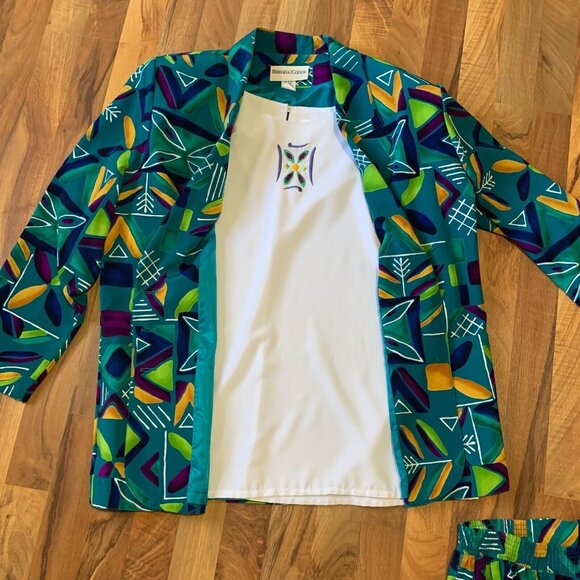 Vtg Brenda Goode Skirt Suit 3 Piece Jacket Top Set Blouse Dress Shirt USA XL - Picture 7 of 13